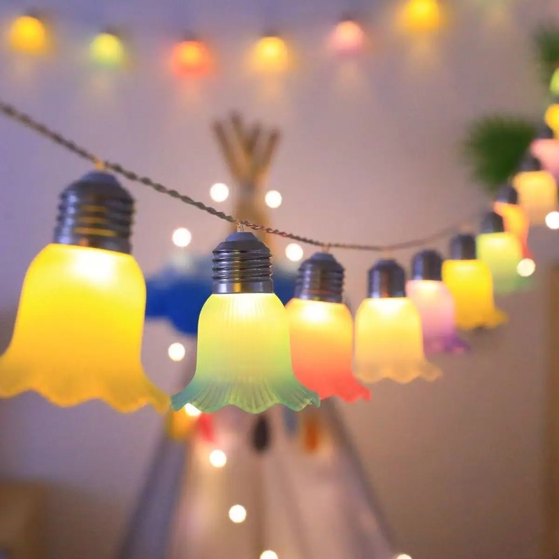 Outdoor Camping Lights String - Lampu LED Bentuk Bunga Lonceng Warna