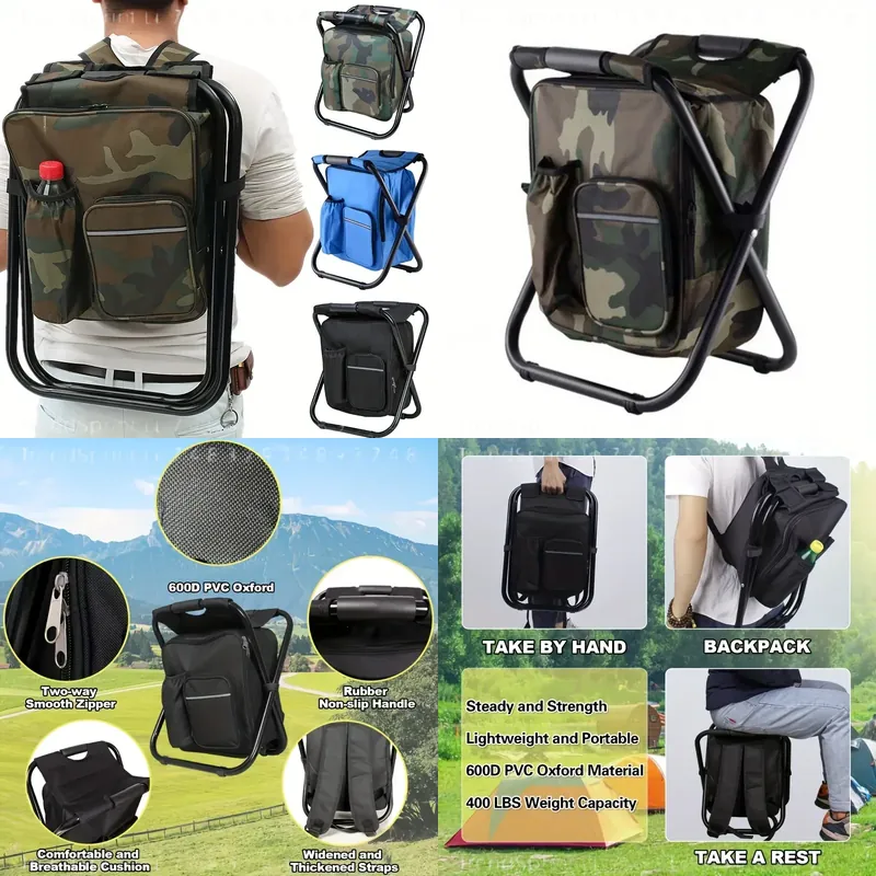 Folding Chair - Kursi Ransel Pancing Lipat 2-in-1 Portabel,