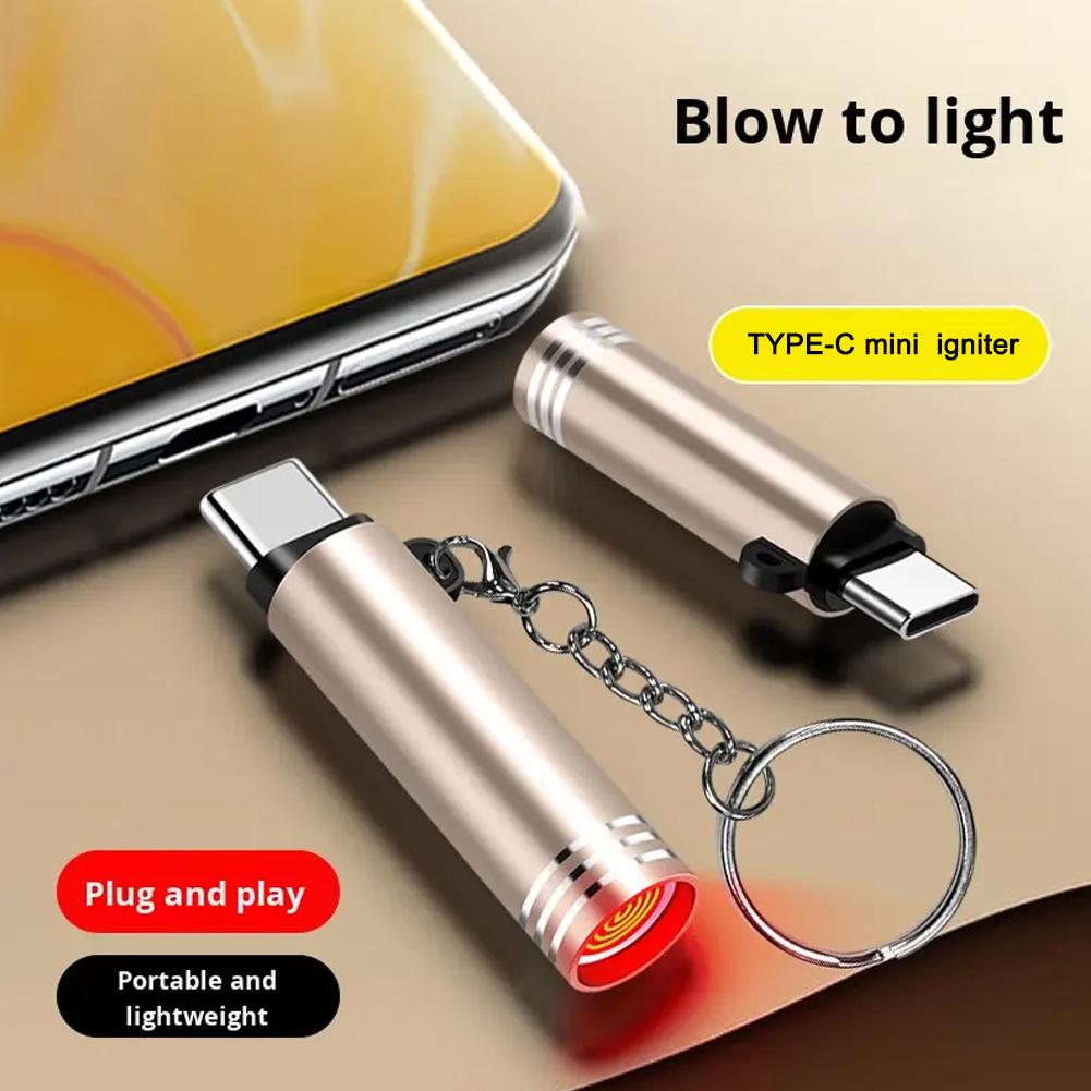 Outdoor Windproof Lighter - Pemantik Api Mini Tipe C, Nyala