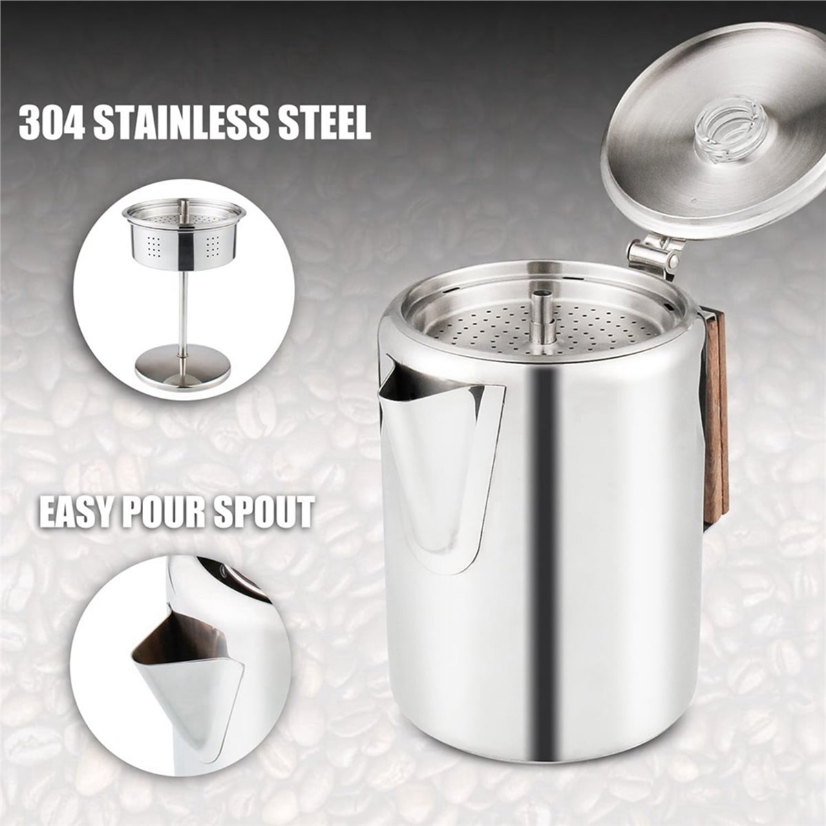 Camp Percolator Coffee - Perkolator Kopi Kompatibel untuk Kompor, Perkolator