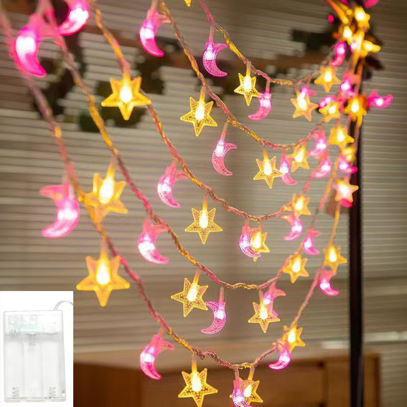 Outdoor Camping Lights String - Lampu warna-warni bintang bulan LED, cahaya
