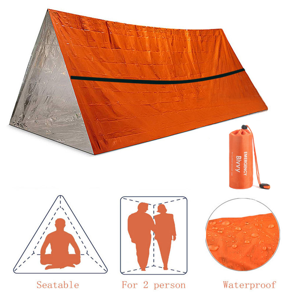 Emergency Mylar Blanket - 2 orang darurat Shelter Bivy Kit