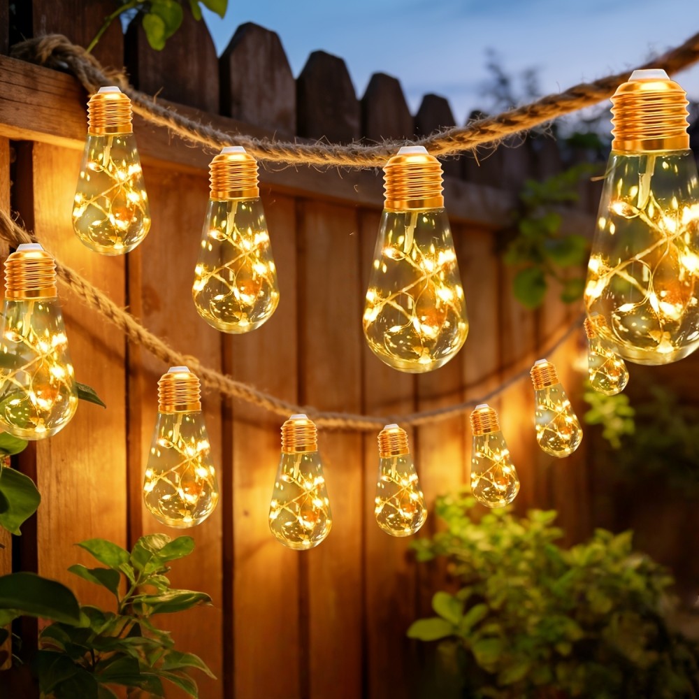 Outdoor Camping Lights String - 10/20LED Lampu Tali Tenaga Surya Luar