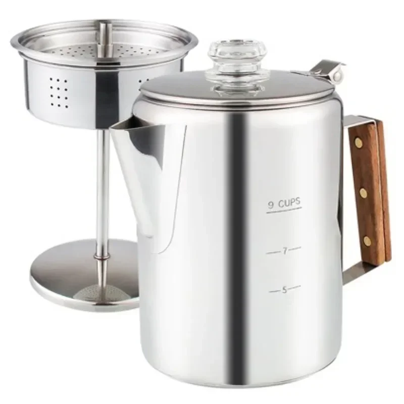 Camp Percolator Coffee - Perkolator Kopi Stainless Steel dengan Pegangan