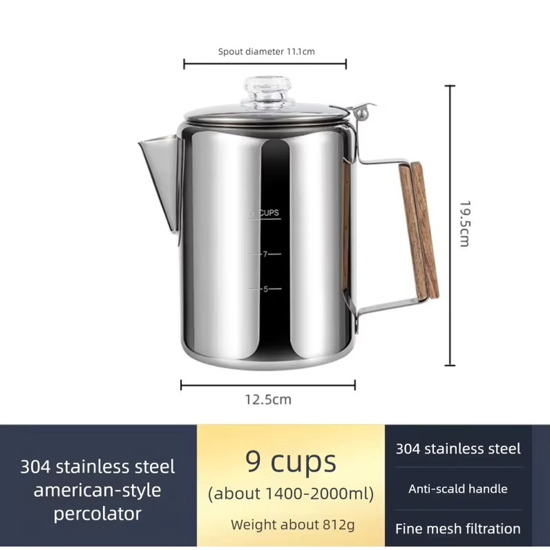 Ketel Kopi Camping dari Baja A - Camp Percolator Coffee ulasan dan harga