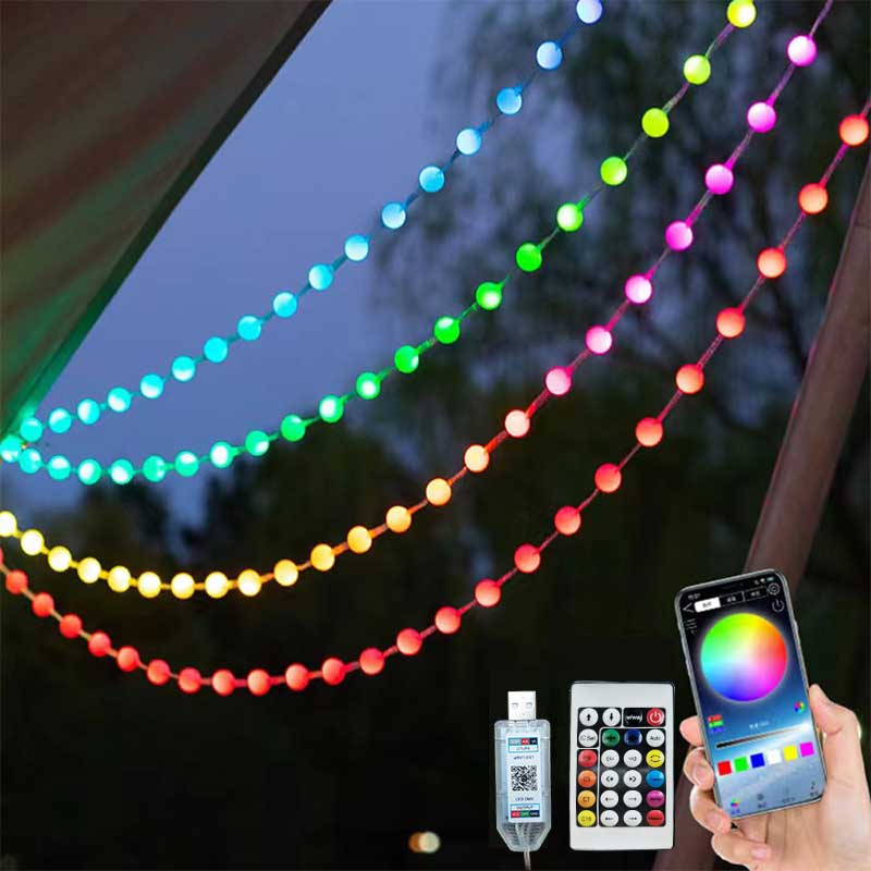 RGBIC bola bulat dekorasi tama - Outdoor Camping Lights String ulasan dan harga