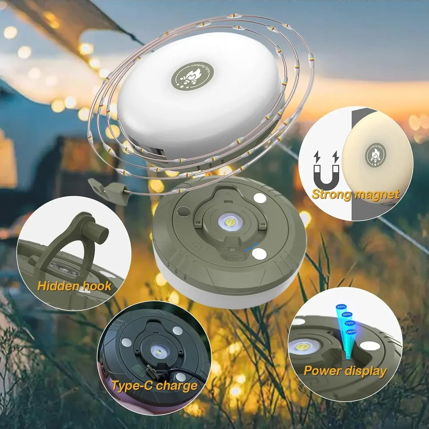 Lampu Camping LED 4-in-1, Lamp - Outdoor Camping Lights String ulasan dan harga
